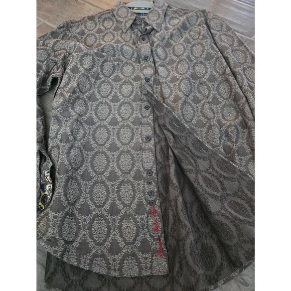 Men's Robert Graham Gray Paisley Long Sleeve Button Down Size XL - Picture 6 of 10